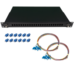 Fiber patchpanel 24 port kit (12x LC adaptor, 24 pigtails)