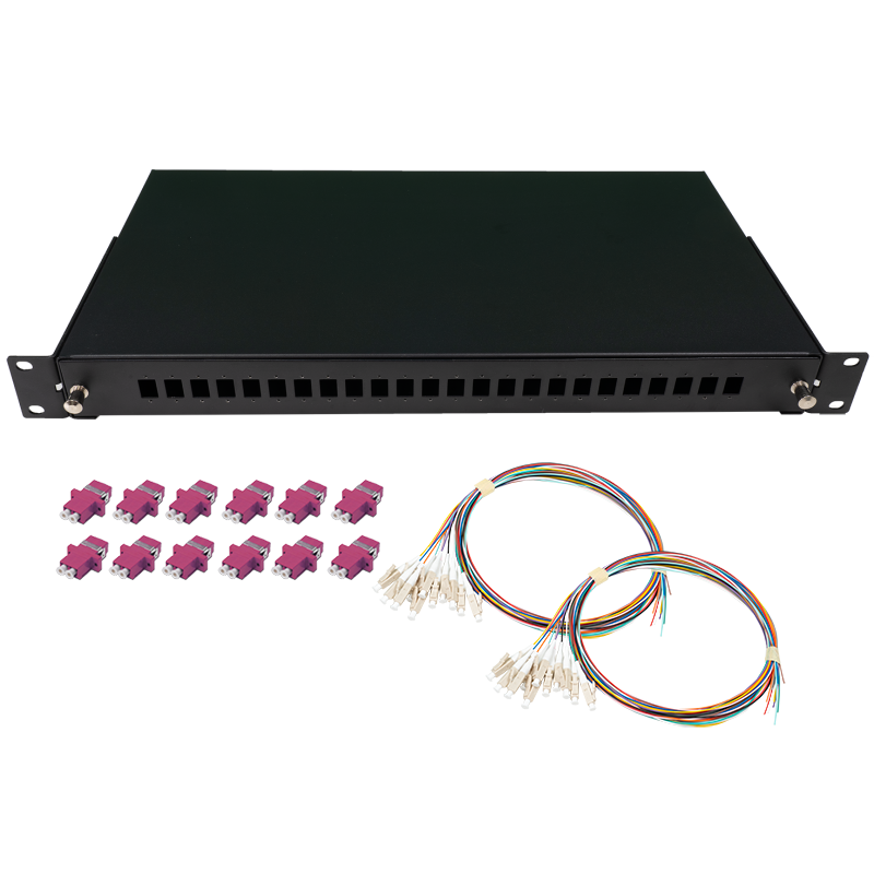 Fiber patchpanel 24 port kit (12x LC adaptor, 24 pigtails)